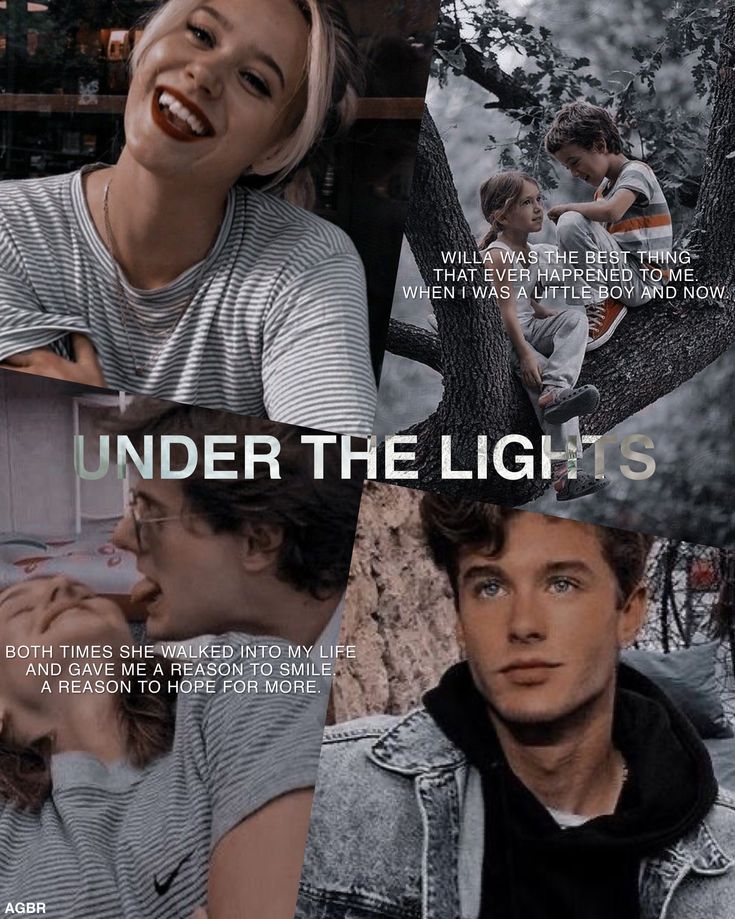 the movie poster for under the light's shows two people sitting on a tree