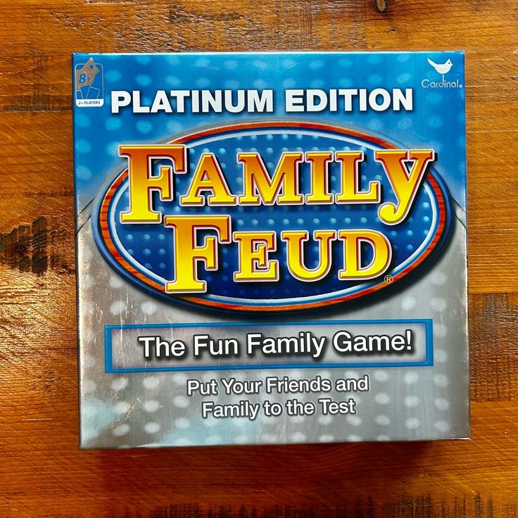 the family fud game is sitting on a table