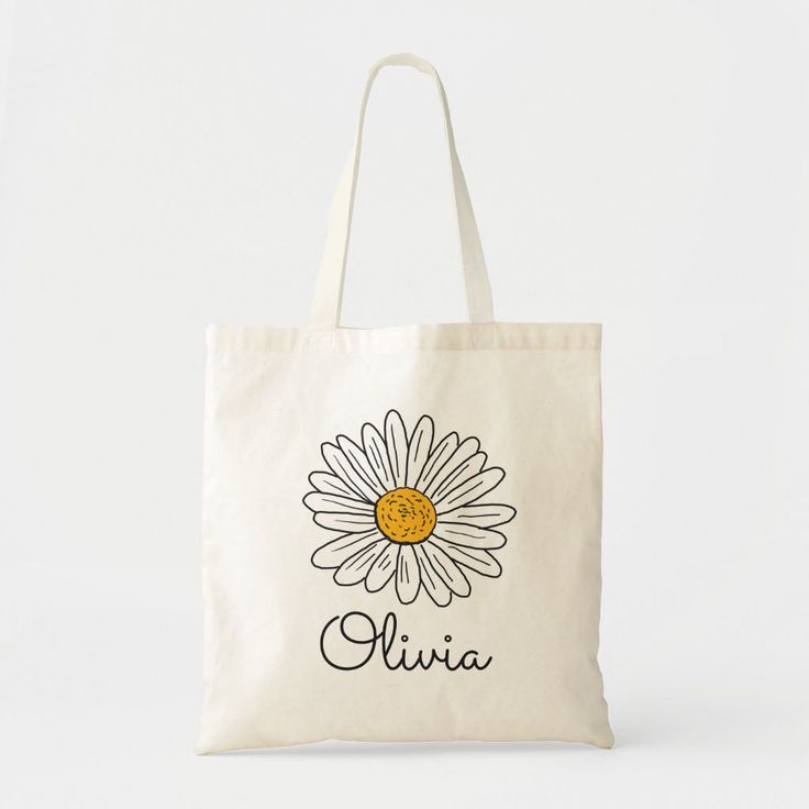 Monogrammed White Daisy Floral Tote Bag Eco-friendly Personalized Canvas Tote Bag, Personalized White Eco-friendly Bag, Personalized Eco-friendly White Bag, Eco-friendly Personalized White Bag, Customizable White Tote Bag, White Casual Bags For Personal Use, Personalized Eco-friendly Travel Bag, Casual White Bags For Personal Use, White Tote Bag For Personal Use