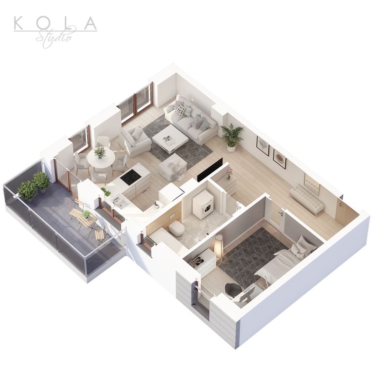 an overhead view of a two bedroom apartment