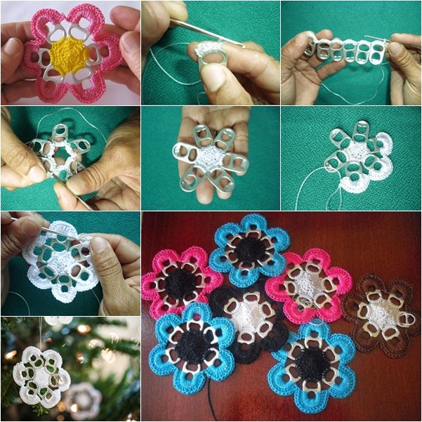 there are many different pictures of crochet flowers