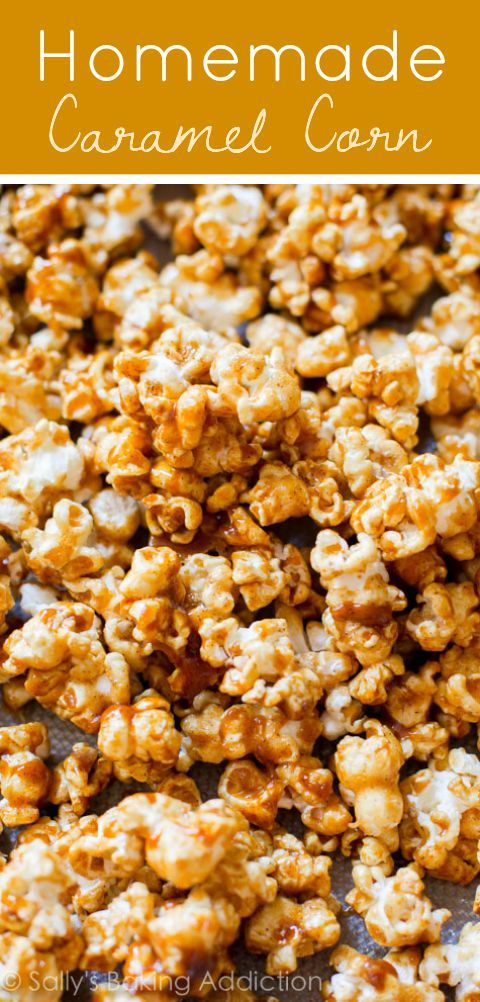 homemade caramel popcorn with text overlay