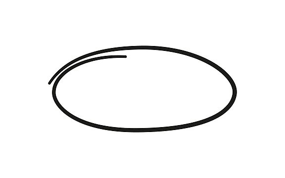 a black and white drawing of an oval