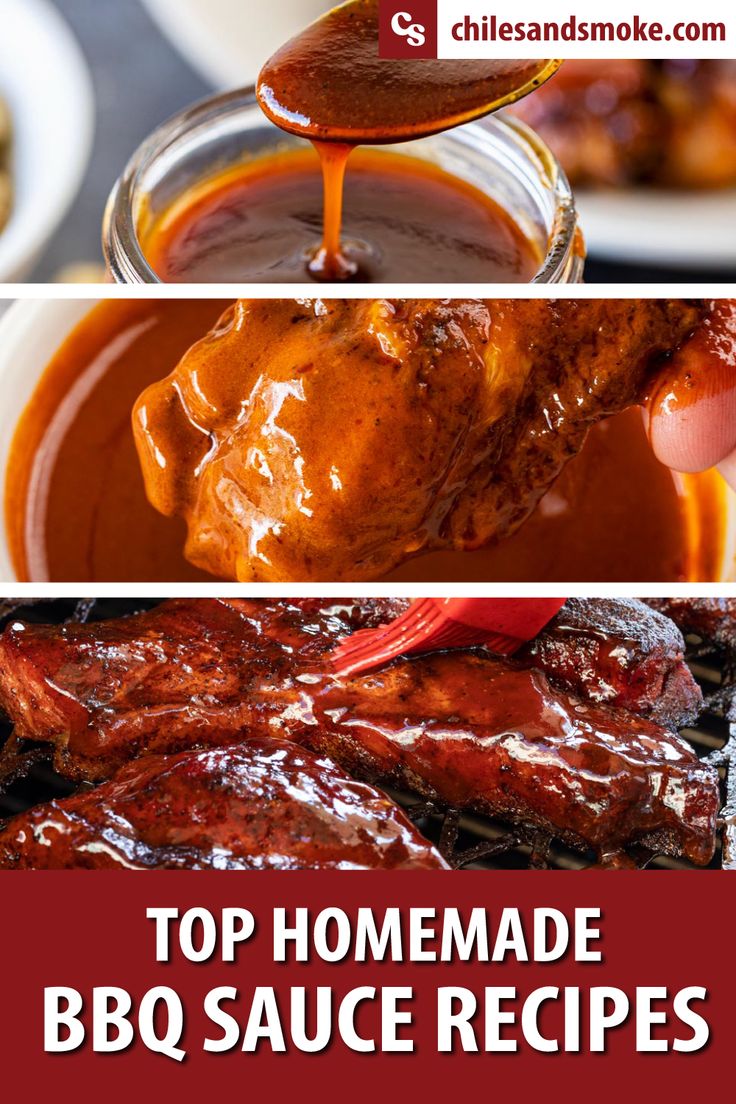 bbq sauce recipe collage with the words top homemade bbq sauce recipes