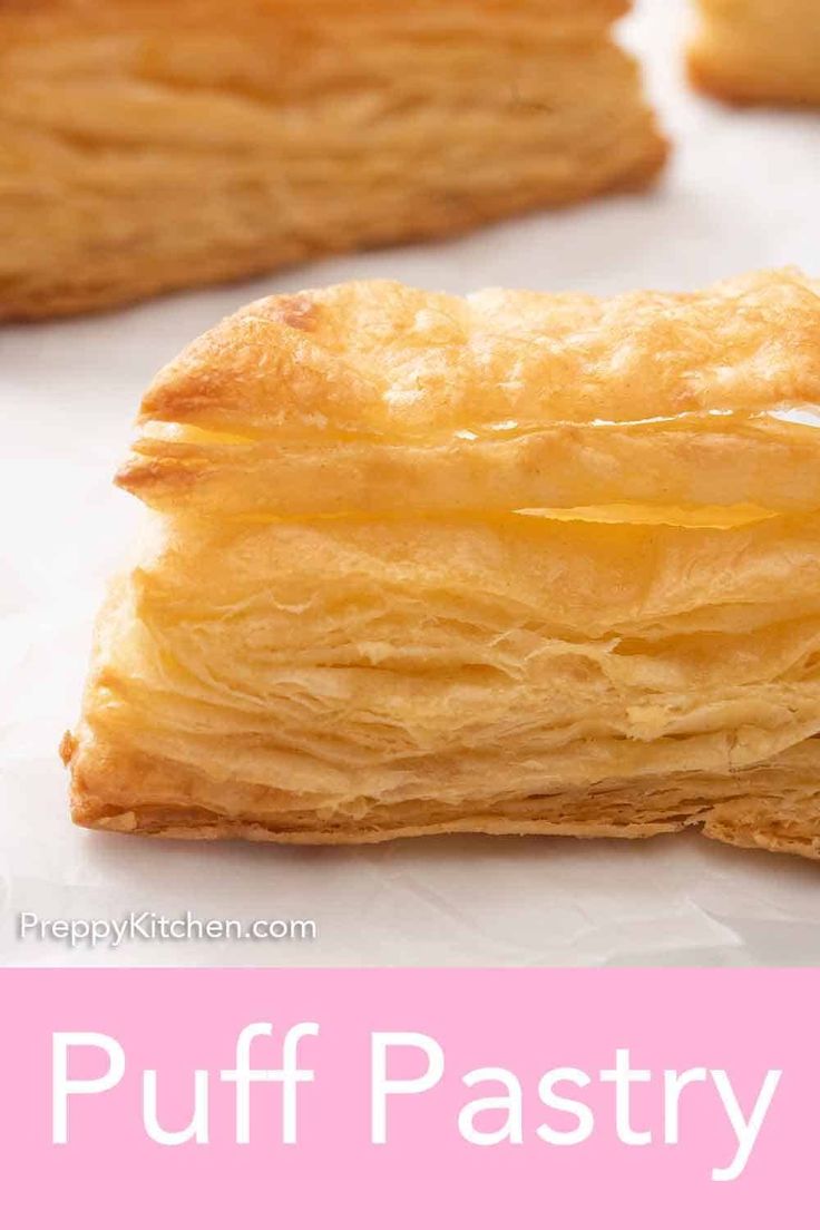 puff pastry with text overlay that reads happy kids'kitchen puff pastry recipe