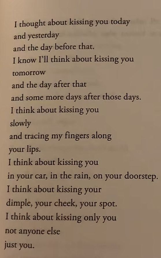 an open book with the words i thought about kissing you today