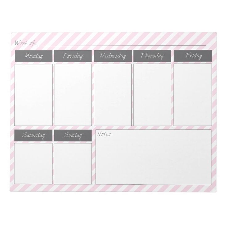 a pink and gray striped weekly planner