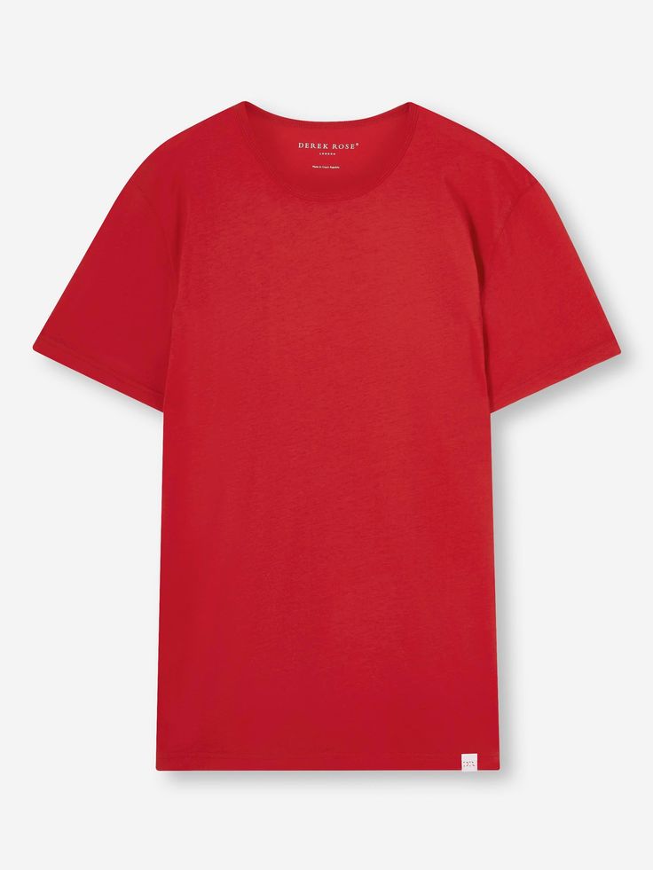 Our red Riley crew-neck t-shirt is cut from 100% fine gauge pima cotton for a luxurious essential. This super soft fabric is lightweight and breathable making it perfect for enjoying the sun in comfort. Our incredibly soft pima cotton is superior to standard cotton thanks to the extra long staple fibres which produce a more refined and silkier touch. These unique properties also ensure the fabric won't twist or pill and the vibrant colour lasts, wash after wash. The short-sleeve crew-neck design Red Relaxed Fit T-shirt, Classic Red Tops For Everyday, Classic Red Tops For Everyday Wear, Classic Red Cotton T-shirt, Red Classic Cotton T-shirt, Pima Cotton Short Sleeve T-shirt, Solid Color Pima Cotton T-shirt For Everyday, Solid Pima Cotton T-shirt For Everyday, Everyday Pima Cotton T-shirt