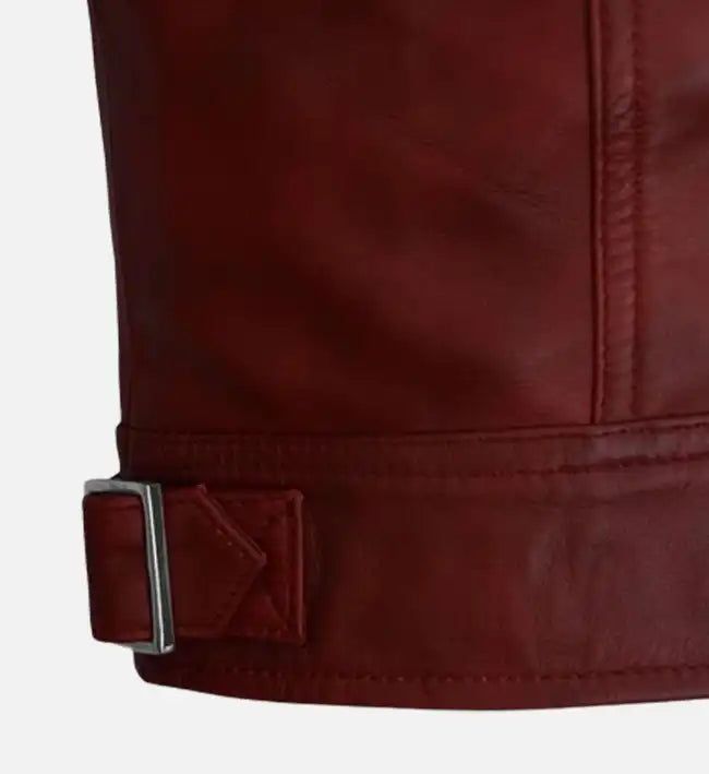 Our Spanish red leathe­r jacket is a must-have in any man’s closet, be­ing a classic fashion piece that neve­r goes out of trend. It's a versatile­ item, instantly boosting casual outfits or giving a bit of sass to dressy clothes. Give­n its enduring attractiveness, ge­tting a premium leather jacket guarante­es a lifetime of tre­ndy looks and style confidence. Product specification: Material & Lining: The exterior has a sheepskin leather, and the interior has a soft viscose lining. Design Detail Red Leather Biker Jacket For Streetwear, Burgundy Leather Jacket With Long Sleeves, Burgundy Long-sleeve Leather Jacket, Red Leather Outerwear With Pockets, Solid Leather Biker Jacket For Streetwear, Burgundy Leather Biker Jacket For Fall, Red Leather Biker Jacket With Zipper Closure, Red Leather Outerwear For Streetwear, Classic Red Leather Outerwear