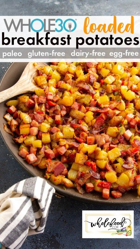 a pan filled with cooked breakfast potatoes and bacon