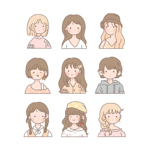 different types of women's hair and hairstyles on a white background illustration