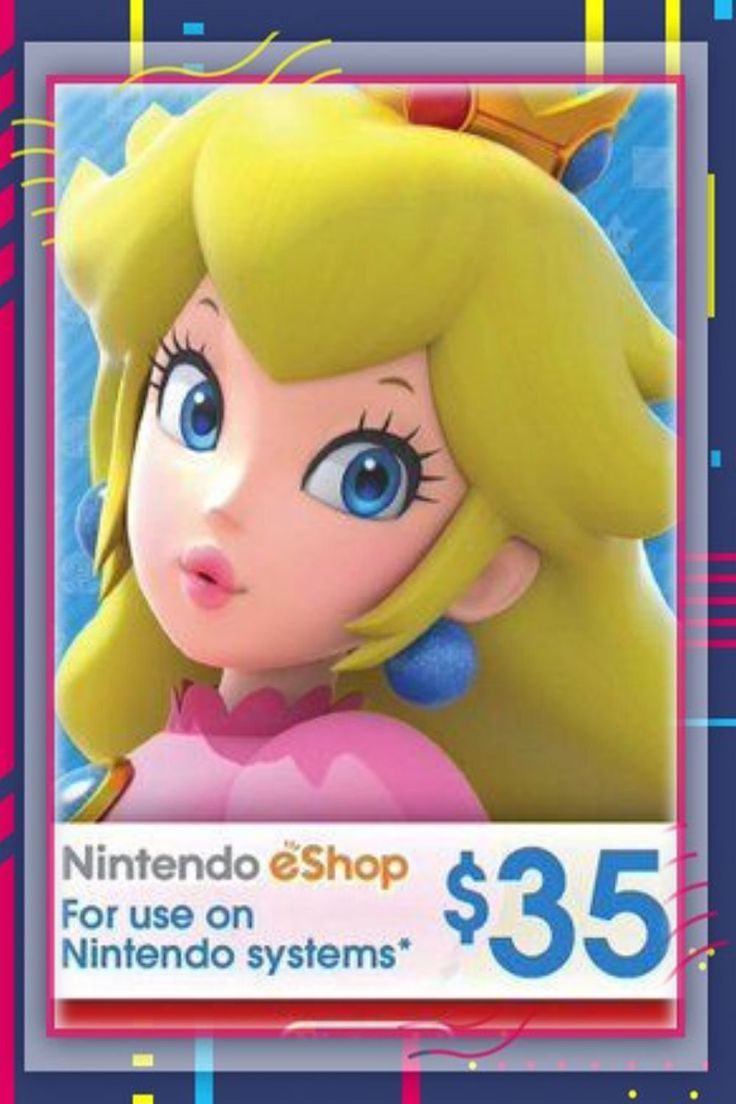 the nintendo store card has an image of princess peach