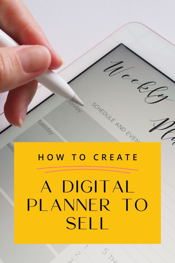 a hand holding a pen over a tablet with the text how to create a digital planner to sell