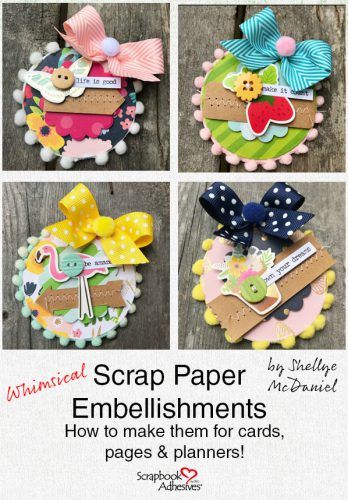 the instructions for how to make scrap paper embellishments