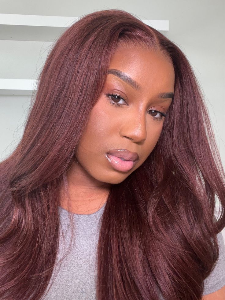 Burgundy Hair Black Women, Hair Goals Color, Red Weave Hairstyles, Black Cherry Hair, Hair 2025, Chic Fits, Wine Red Hair, Hairstyles Styles, Cherry Hair