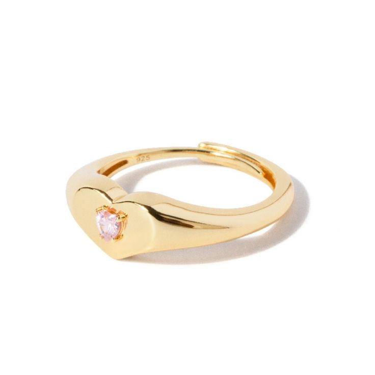 For the romantic at heart, meet the Heart Signet Ring, a twist to the classic signet ring design with a light pink Tourmaline. We love the way this statement ring looks styled with daintier stacking rings. Hypoallergenic, nickel, and lead-free; Tarnish resistant. The ring is made of 14k Gold plated sterling silver, so it is H2O sensitive. Before showering or working out, remove your plated jewelry. Clean your piece by buffing gently with a dry cloth and store it in your pouch. Signet Ring Design, Heart Signet Ring, September Birthstone Jewelry, July Birthstone Jewelry, August Birthstone Jewelry, Zodiac Jewelry, Gifts For New Mums, Jewelry Ring Box, Pearl Jewellery Earrings