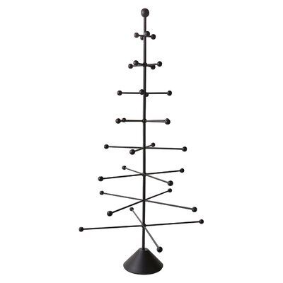 a black metal christmas tree on a white background