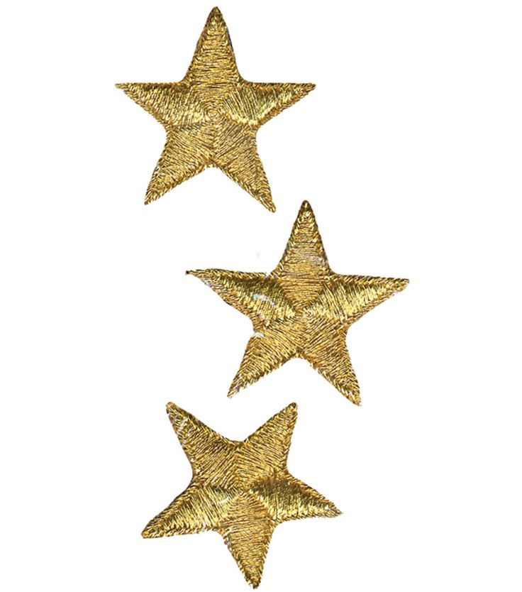 three gold stars are shown against a white background