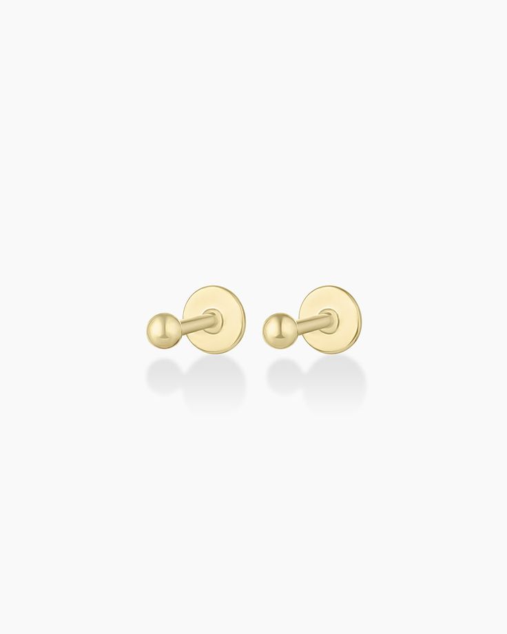 This pair of solid gold flatback earrings is crafted from solid gold, making it a timeless and luxurious addition to any jewelry collection. Perfect for stacking or to wear alone, these gold earrings provide long-lasting shine. The flat back allows for comfortable, 24/7 wear. Wear yours stacked with other diamond huggie hoop earrings and studs. Newport Flat Back Studs Earring in 14k Solid Gold, Women's by gorjana Flatback Earrings, Earrings Stacking, Country Bands, Black Labradorite, Orange Agate, Yellow Opal, 14k Gold Necklace, Studs Earrings, Mix Style