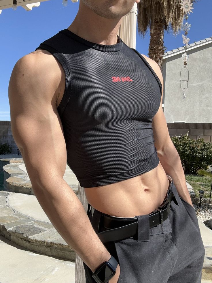 Crop Top Men, Gay Outfits, Masc Fashion, Mens Crop Top, Gender Fluid Fashion, Gay Outfit, Outfits For Men, Queer Fashion, Short Vest