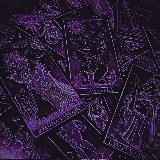 purple taroti cards with angels on them