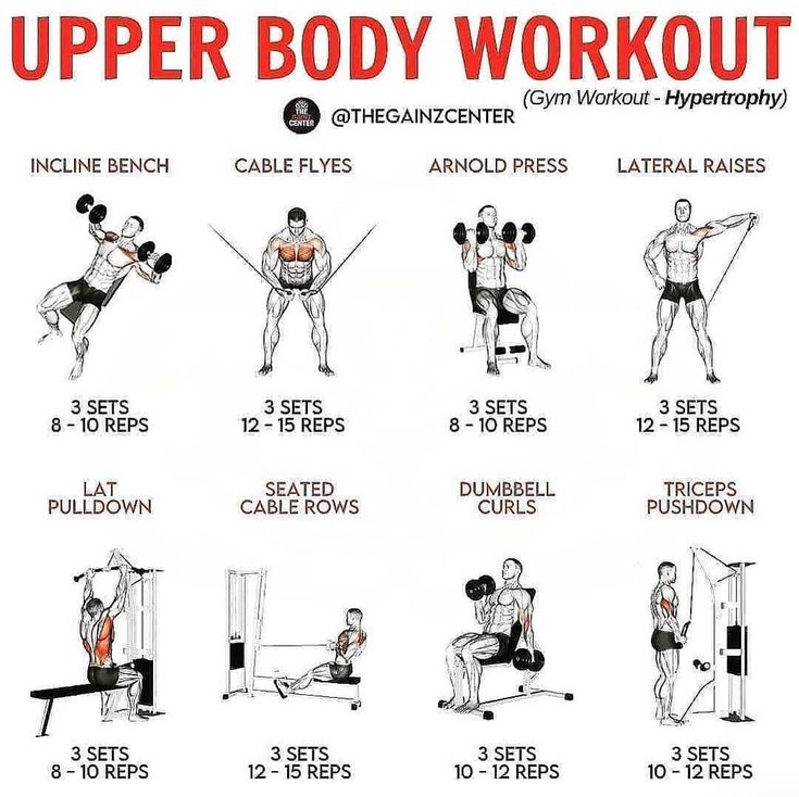 the upper body workout chart shows how to do it