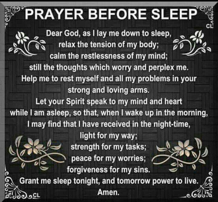 a poem written in black and white with the words prayer before sleep