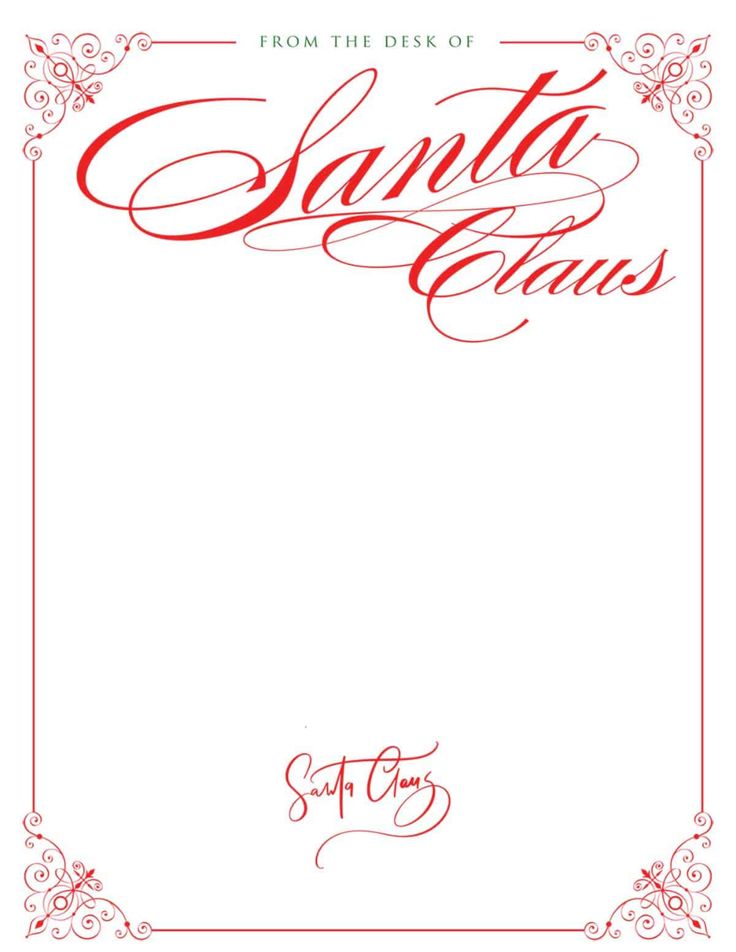 santa claus from the desk of santa claus, written in red ink on white paper