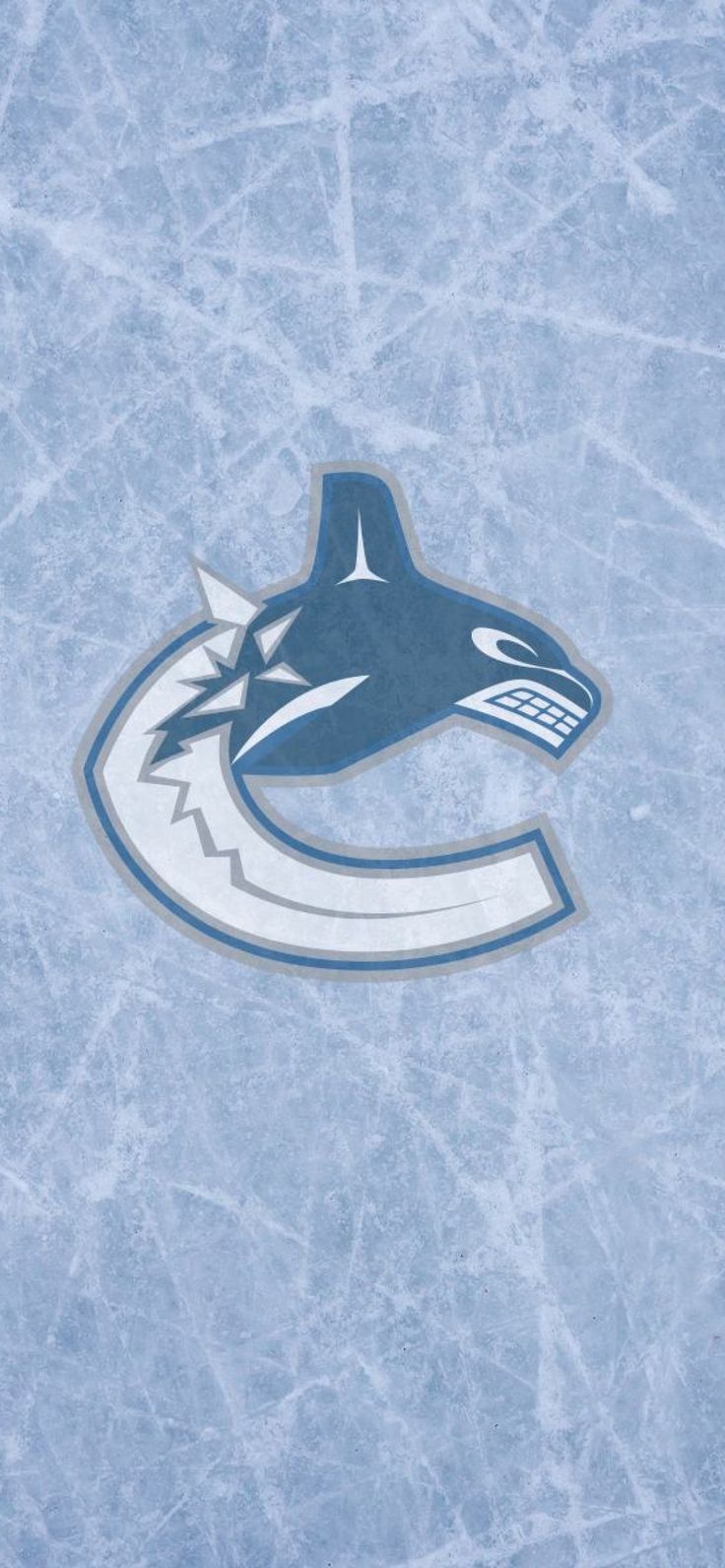 the vancouver blue jackets logo on an ice rink