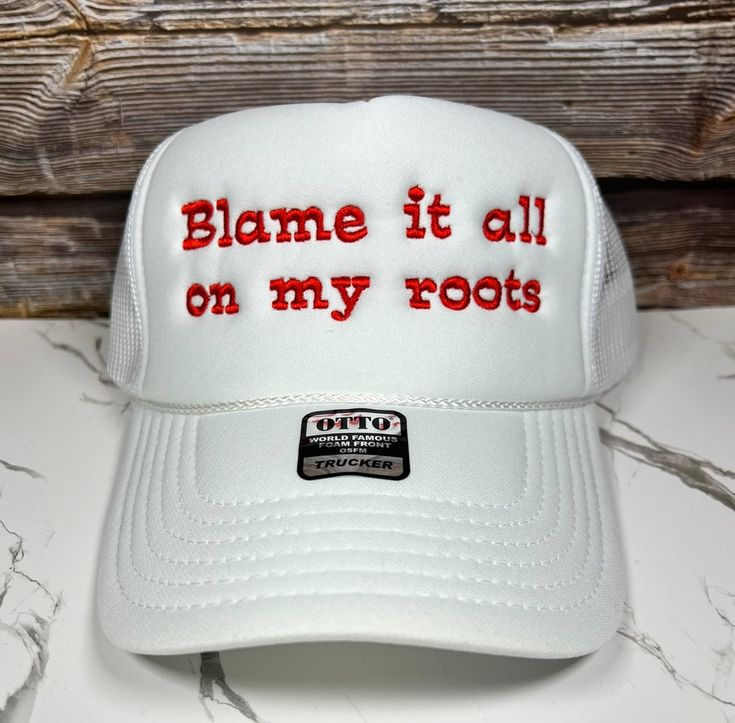 Trucker Hat Stay cool and show off unique style with this Blame it all on my roots  Embroidered Trucker Hat. This made-in-house hat is perfect for spring and summer days, especially for girls' nights out. The statement on the cap will surely turn heads and get conversations going. Be prepared to stand out. BULK ORDERS 6 PCS OR MORE! - PLEASE CONTACT US FOR A DISCOUNT CODE BEFORE ORDERING 6 PIECES= 30% OFF 12 PIECES = 40% OFF 24 PIECES = 50% OFF 48 PIECES = 55% OFF 96+ PIECES = 60% OFF All discou Blame It All On My Roots, Casual Trucker Hat With Embroidered Short Brim, Casual Embroidered Trucker Hat With Short Brim, Casual Embroidered Flat Brim Trucker Hat, Hip Hop Trucker Hat For Spring, Spring Hip Hop Trucker Hat, Hip Hop Style Trucker Hat For Spring, Winston Salem Nc, My Roots