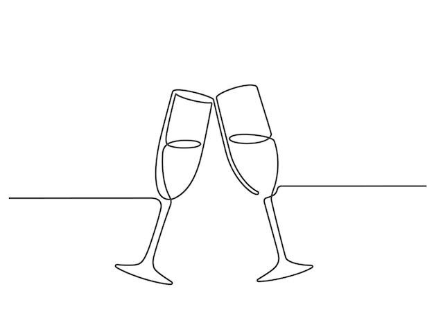 two glasses of champagne are standing next to each other