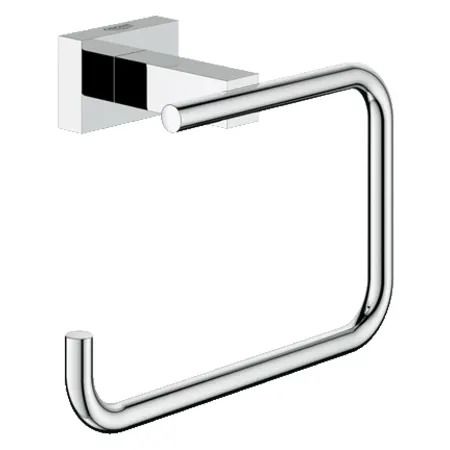 an image of a chrome towel ring on a white background for use in the bathroom