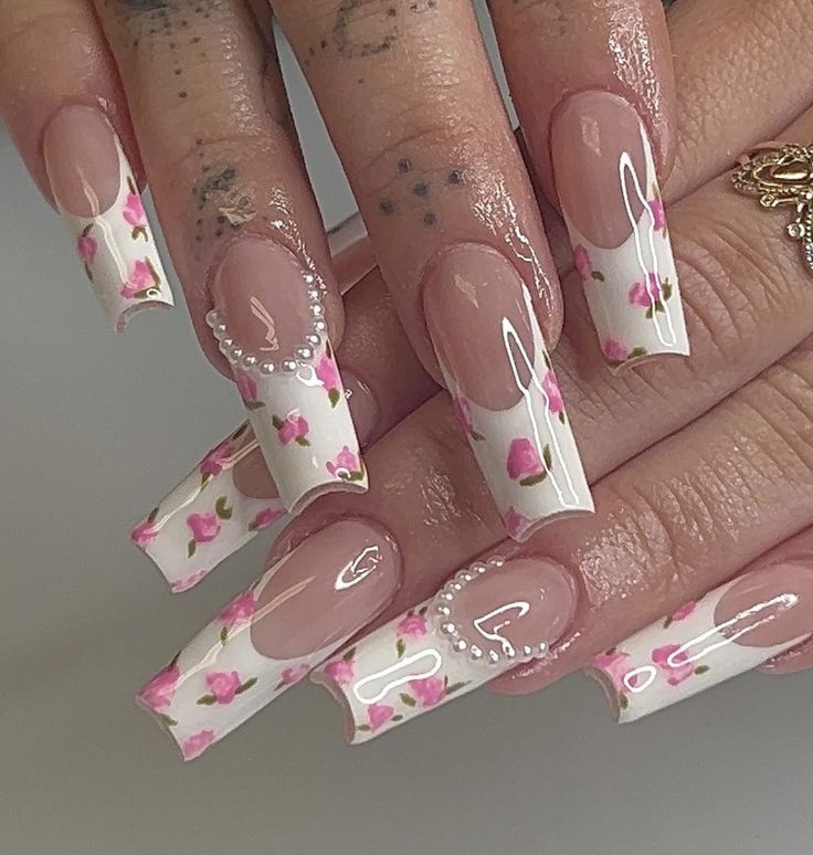 Nails Love, Nagel Tips, Manicure Tips, Girly Acrylic Nails, Nails Set, Really Cute Nails, Rose Nails, Unique Acrylic Nails, Nail Supplies