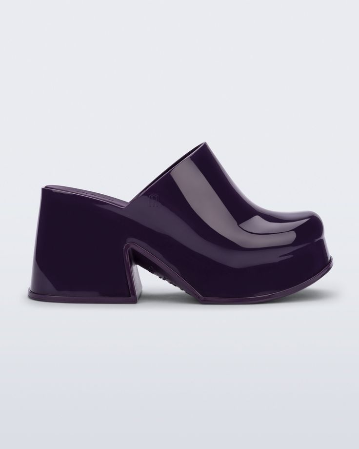 Side view of a purple Mia Platform Mule Heel Platform Shoes Boots, Melissa Shoes, Sandal Platform, Trainer Heels, Trending Sunglasses, Jelly Sandals, Shop Mens Clothing, Look Your Best, Workout Accessories