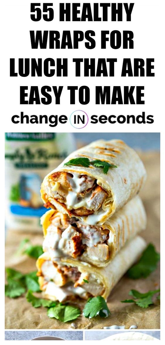 some wraps are stacked on top of each other with the words, 50 healthy wraps for lunch that are easy to make change in seconds