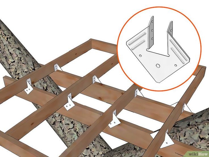 the diagram shows how to build a tree stand with wood and metal brackets on it