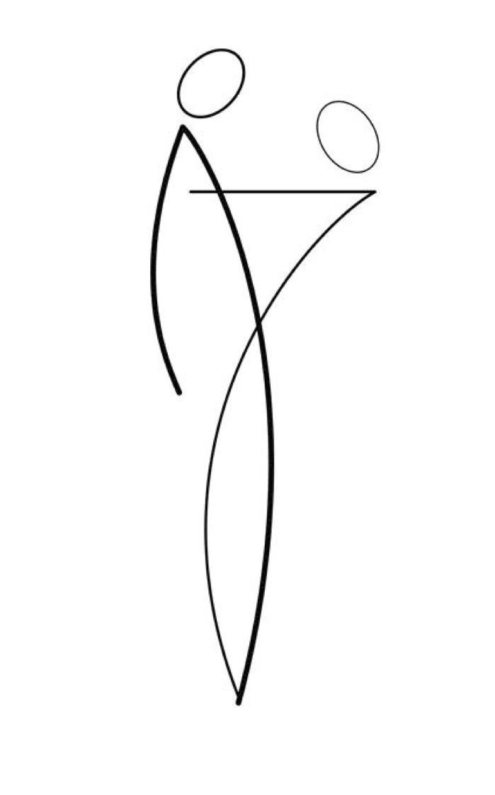 an abstract line drawing of two people holding hands