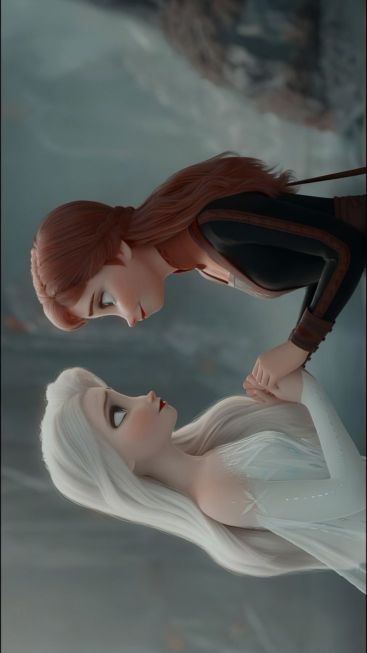 an animated image of two women facing each other