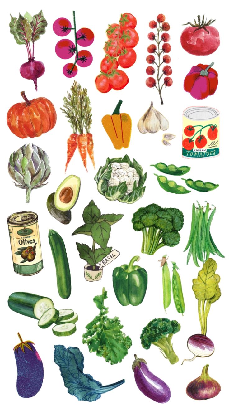 a bunch of vegetables that are on top of a white surface and in different colors