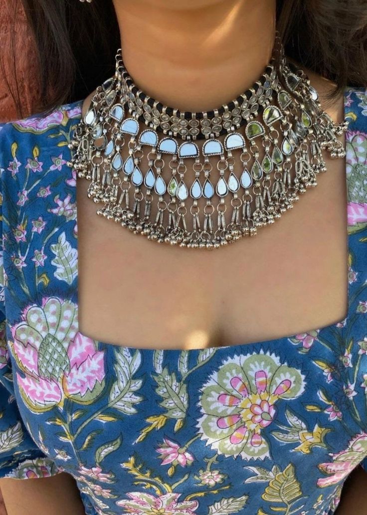 "Add charm and charisma to your beautiful personality with these stunningly handcrafted Afghani chokers in intricate mirror work . The vibrant colours give this choker a very eye catching look. Wear it with any of your formal or casual outfits and grab compliments all the way! Length of the metal part in the choker is 10\" Weight of the choker is 150 gm Colour tone: Silver Note: All in stock items will be shipped from New Delhi, India within 2-3 business days after receipt of payment. Internatio Festival Beaded Kundan Choker Necklace, Bohemian Kundan Necklaces With Chandbali Shape, Bollywood Choker Necklace For Festivals, Bollywood Style Tilla Choker For Navratri, Bollywood Style Festival Choker Necklace, Bollywood Tilla Choker For Navratri, Bollywood Festival Choker Necklace, Festival Bollywood Choker Necklace, Bohemian Chandbali Kundan Necklace For Festivals