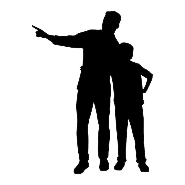 two people standing next to each other with their arms around one another and pointing at something