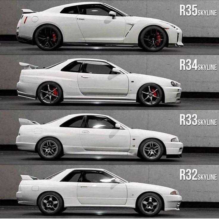 four different cars are shown in three different pictures, one is white and the other is black