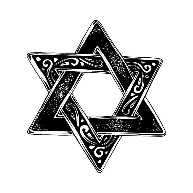 the star of david in black and white with swirls on it royaltyvector