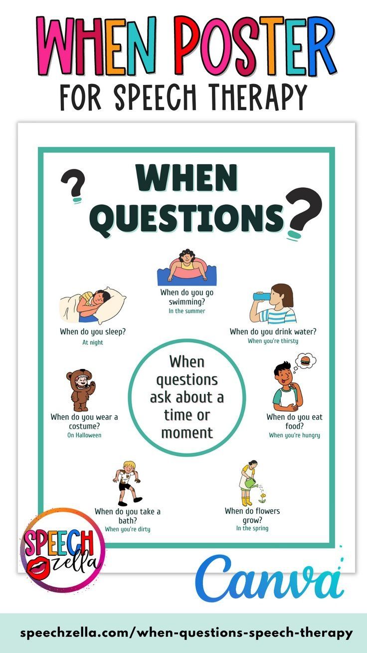 a poster with the words when poster for speech therapy