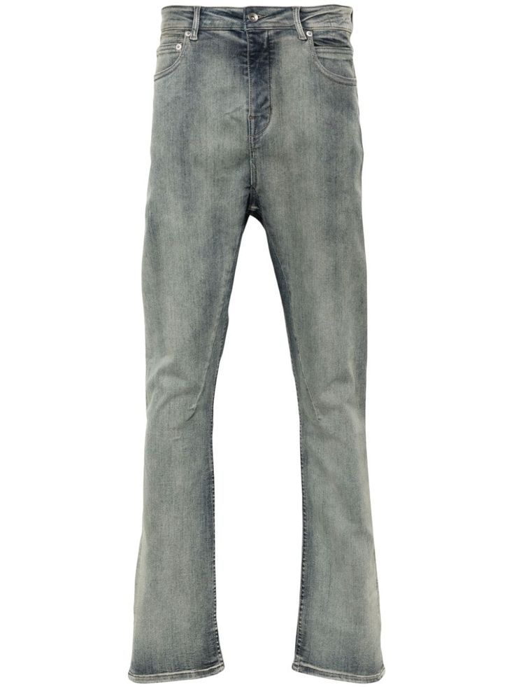 grey/blue cotton blend denim front button fastening faded effect belt loops classic five pockets low-rise slim cut City Shorts, Rick Owens Drkshdw, Balenciaga Triple S, Custom Watch, Summer Beach Wear, Short Suit, Sweaters Knitwear, Grey Blue, Cut Jeans