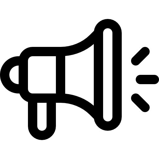 a black and white icon of a megaphone