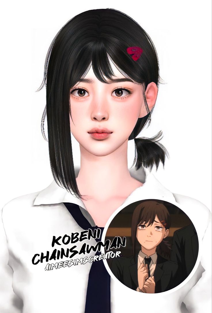 an anime character with black hair and bangs