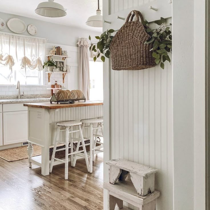 the kitchen is clean and ready to be used as a breakfast nook or bar