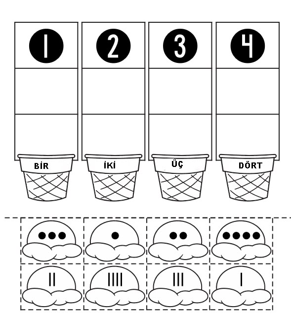 printable worksheet for counting the numbers to be 1, 2, 3 and 4