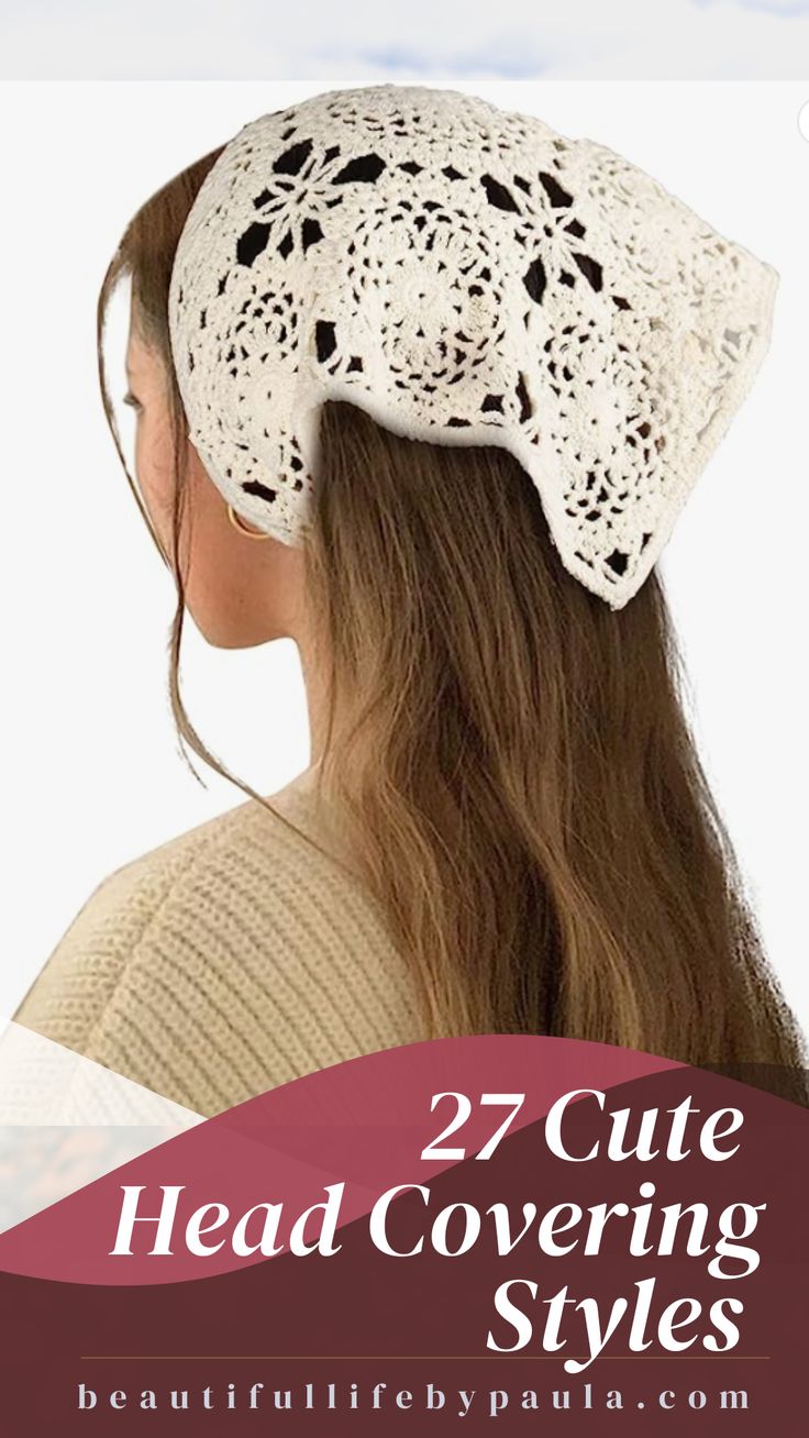 Looking for some new cute head covering styles? Check out this list of the cutest affordable modest head covering styles for women out there! Head Covering Hairstyles, Headcovering Pattern Free, Hats For Bald Women Style, Christian Hair Covering, Christian Head Covering Style, Crochet Head Covering, Head Covering Styles, Head Covering Christian, Christian Fashion Modesty